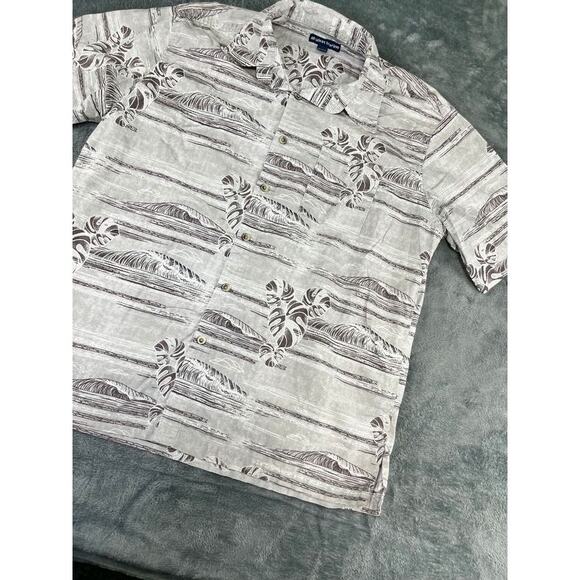 Men’s West Marine XL Gray Hawaiian Palm-Print Short-Sleeve Shirt – Excellent - Picture 6 of 10